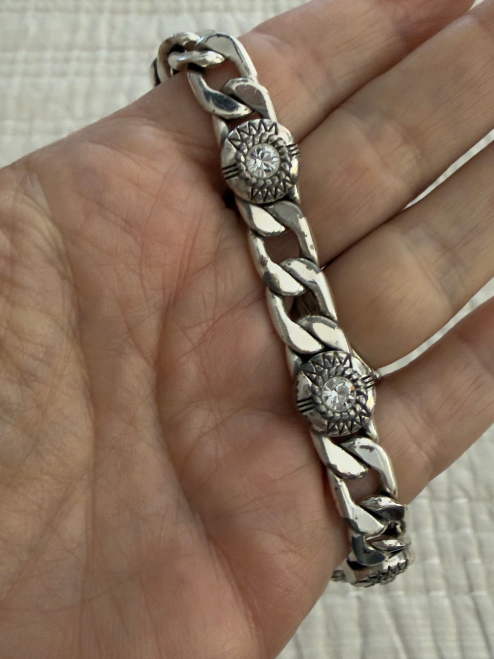 Brighton Bracelet Fortino Cuban flat link silver plated Swarovski crystal - Picture 7 of 8